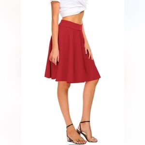 Urban CoCo Women's Red Midi Skirt Flared Casual High Waisted Skirt size medium